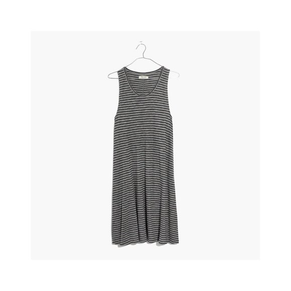MADEWELL $70 Highpoint Gray Jersey Tank Dress Stretch Black Striped Size Medium - Picture 4 of 7